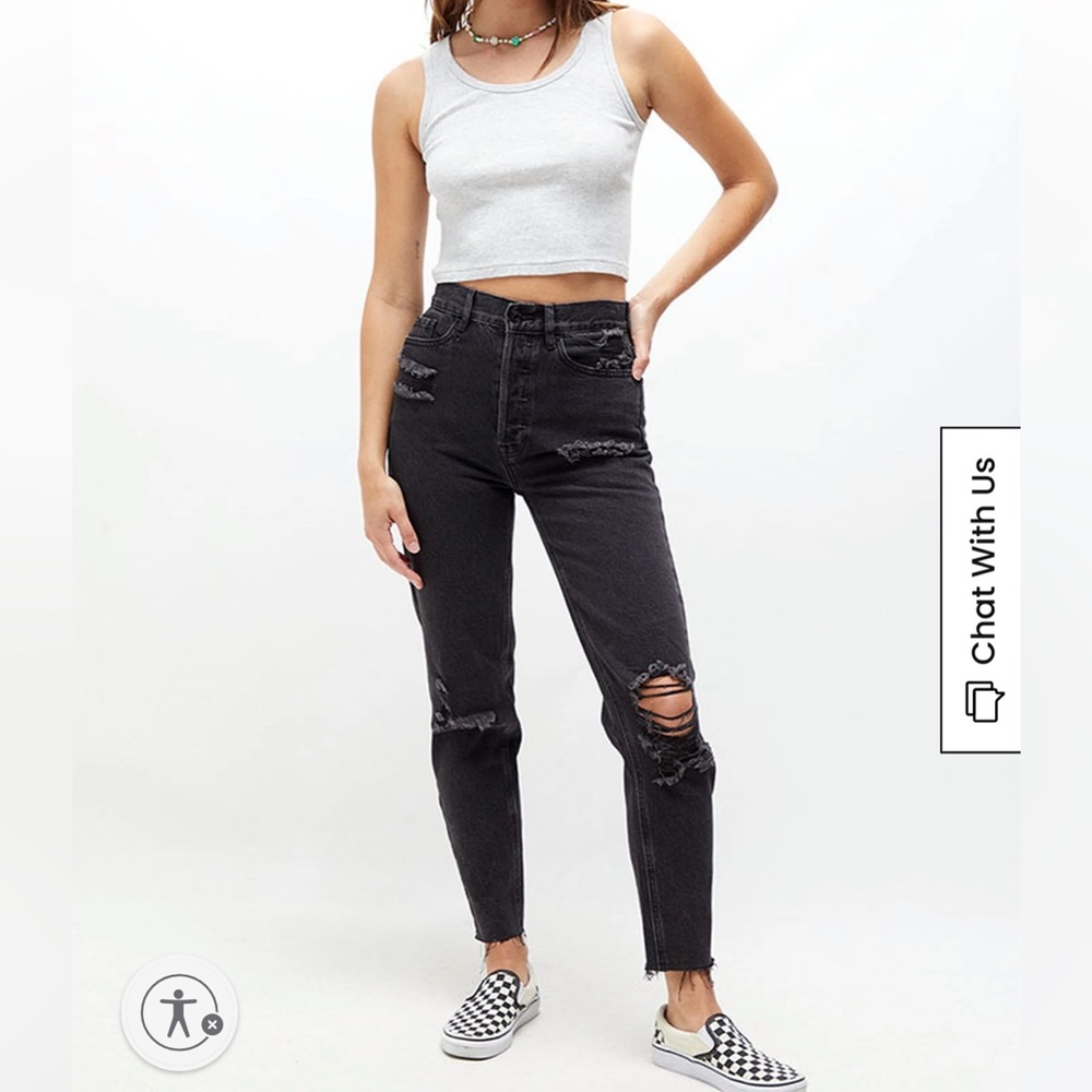 PAC Sun ultra high rise slim distressed black jeans